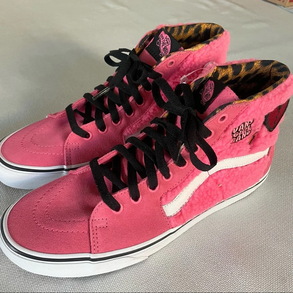Vans SK8-Hi (Pink Suede And Sherpa) Pink Lemonade Women 10 - Picture 4 of 9